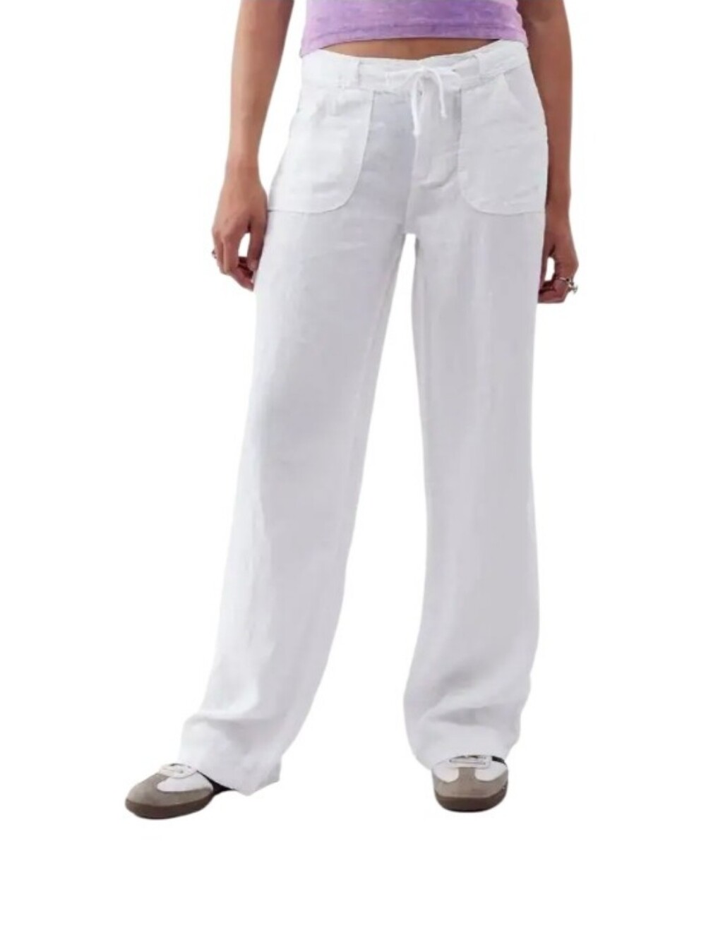 NWT Original Collaction White Linen Wide Leg Drawstring Pants